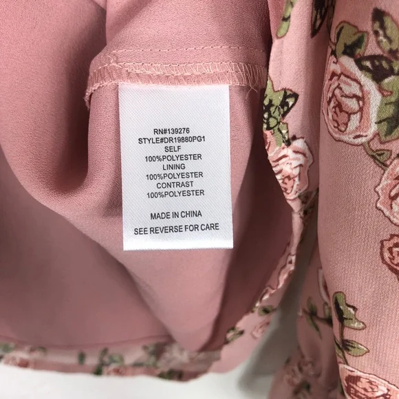 DR2 By Daniel Rainn Rose Baby Pink Floral Print Ruffle Blouse - Picture 7 of 8